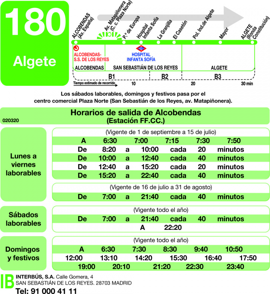 Horario de ida