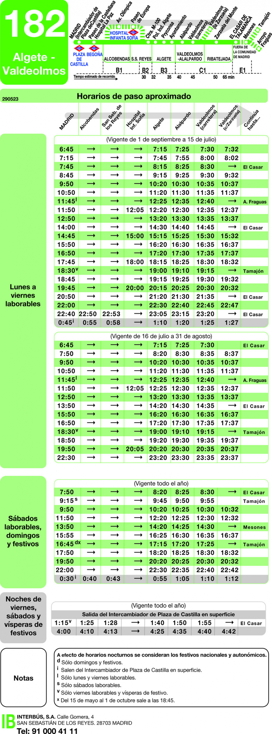 Horario de ida