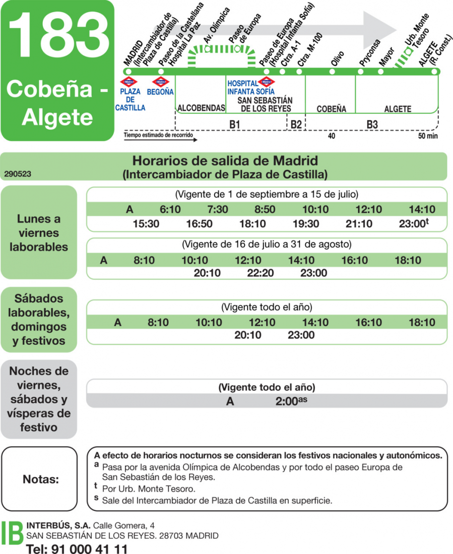 Horario de ida