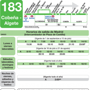 Horario de ida Línea 183 Autobuses Interurbanos