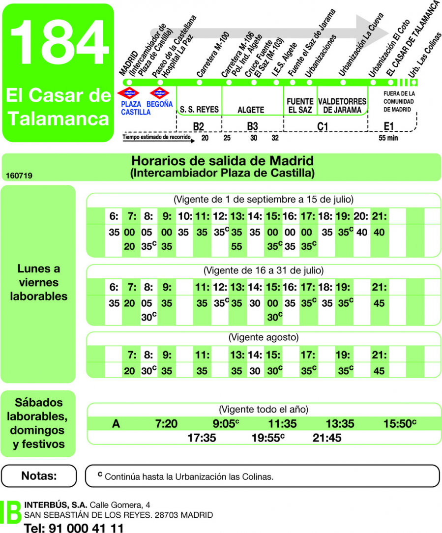 Horario de ida