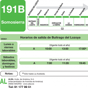 Horario de ida Línea 191-B Autobuses Interurbanos