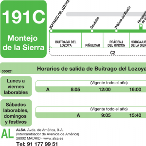 Horario de ida Línea 191-C Autobuses Interurbanos
