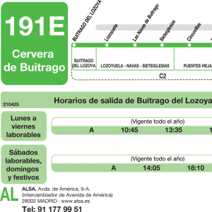 Horario de ida Línea 191-E Autobuses Interurbanos