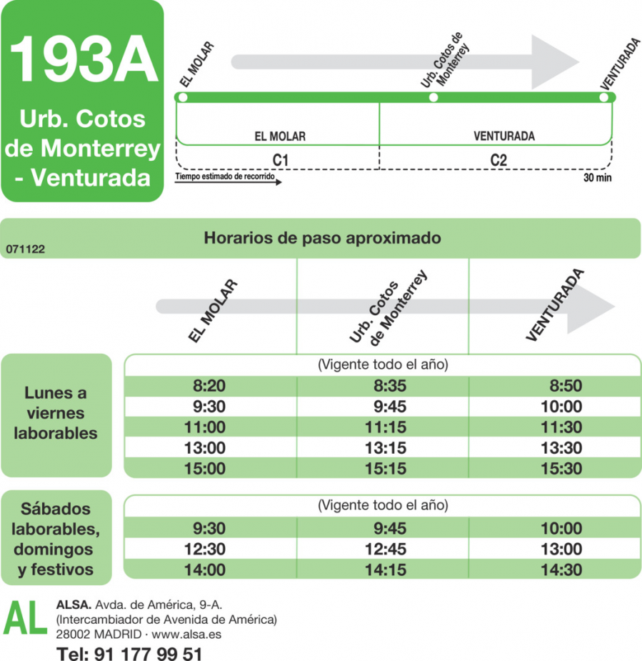 Horario de ida