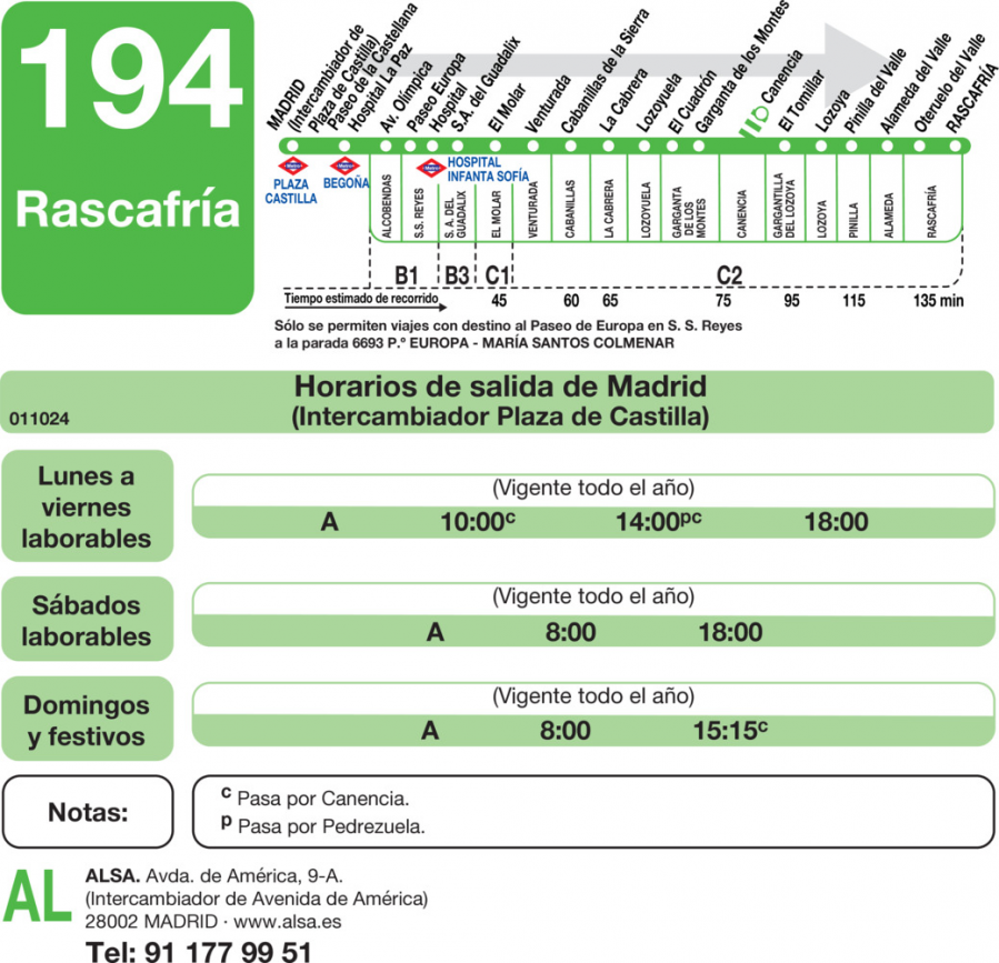 Horario de ida