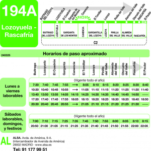 Horario de ida Línea 194-A Autobuses Interurbanos