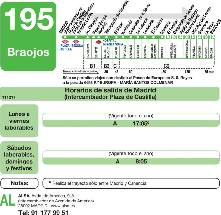 Horario de ida