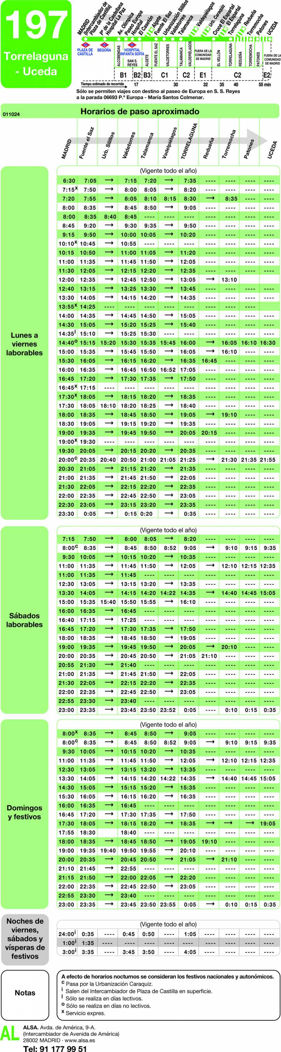 Horario de ida