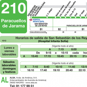 Horario de ida Línea 210 Autobuses Interurbanos