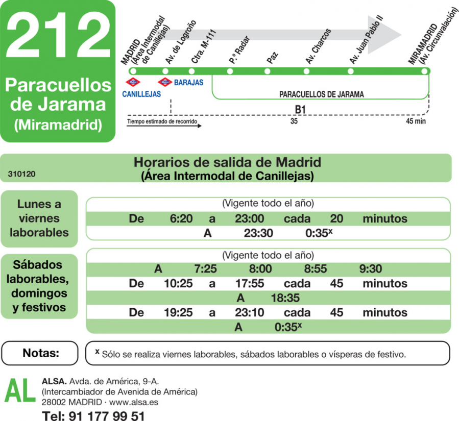 Horario de ida