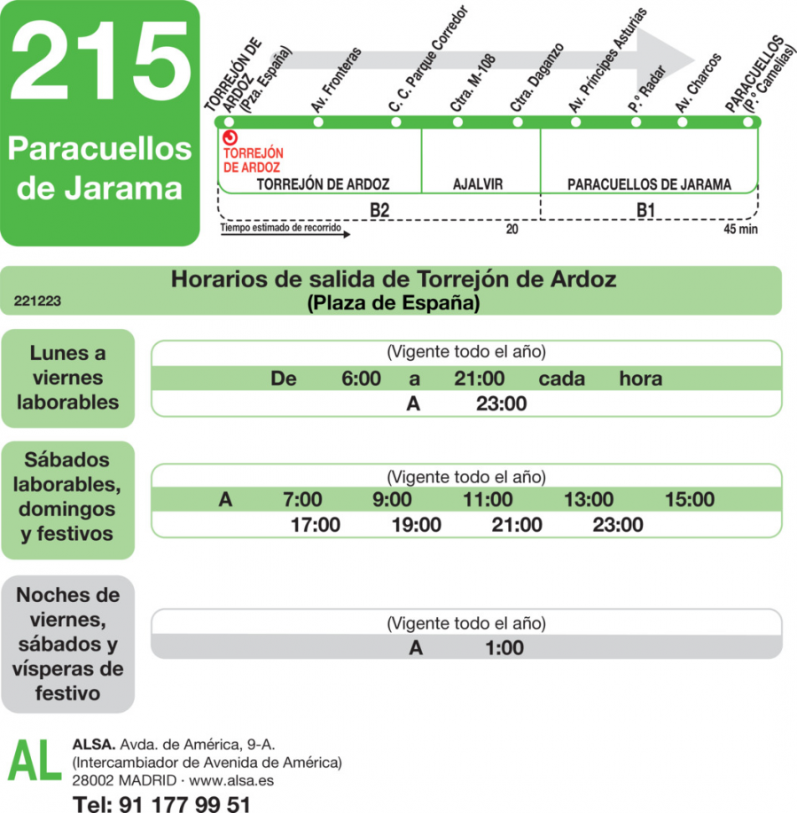 Horario de ida