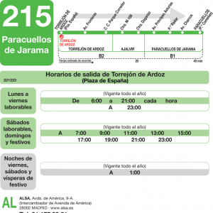 Horario de ida Línea 215 Autobuses Interurbanos