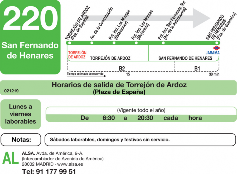 Horario de ida