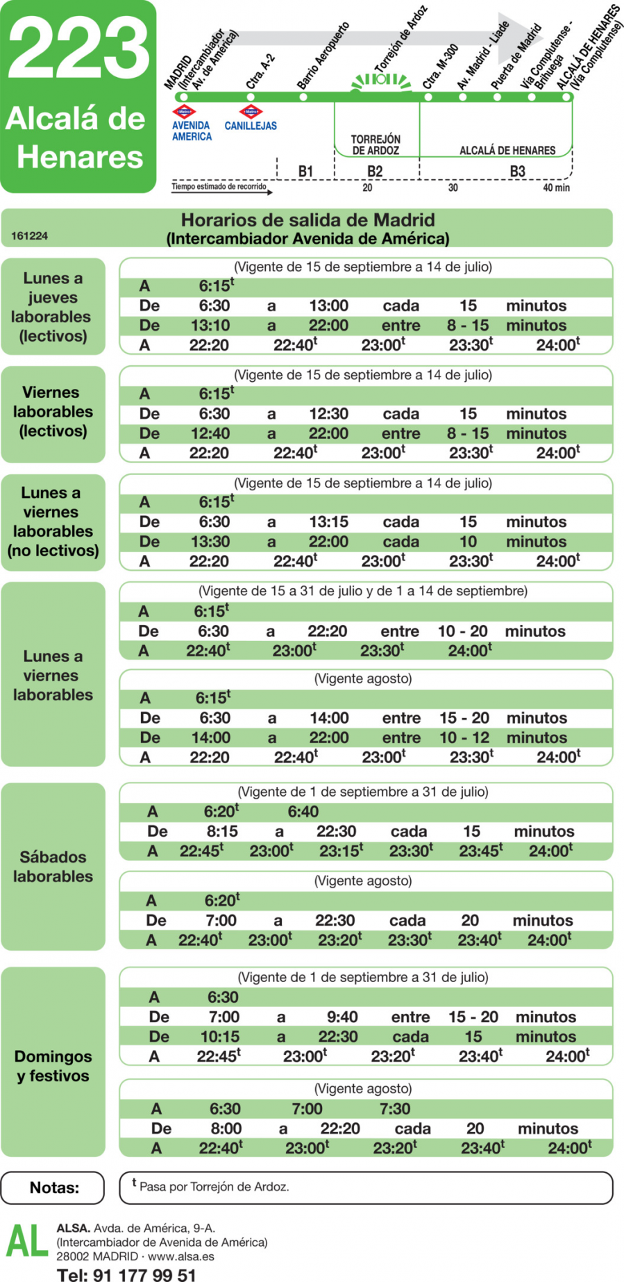 Horario de ida