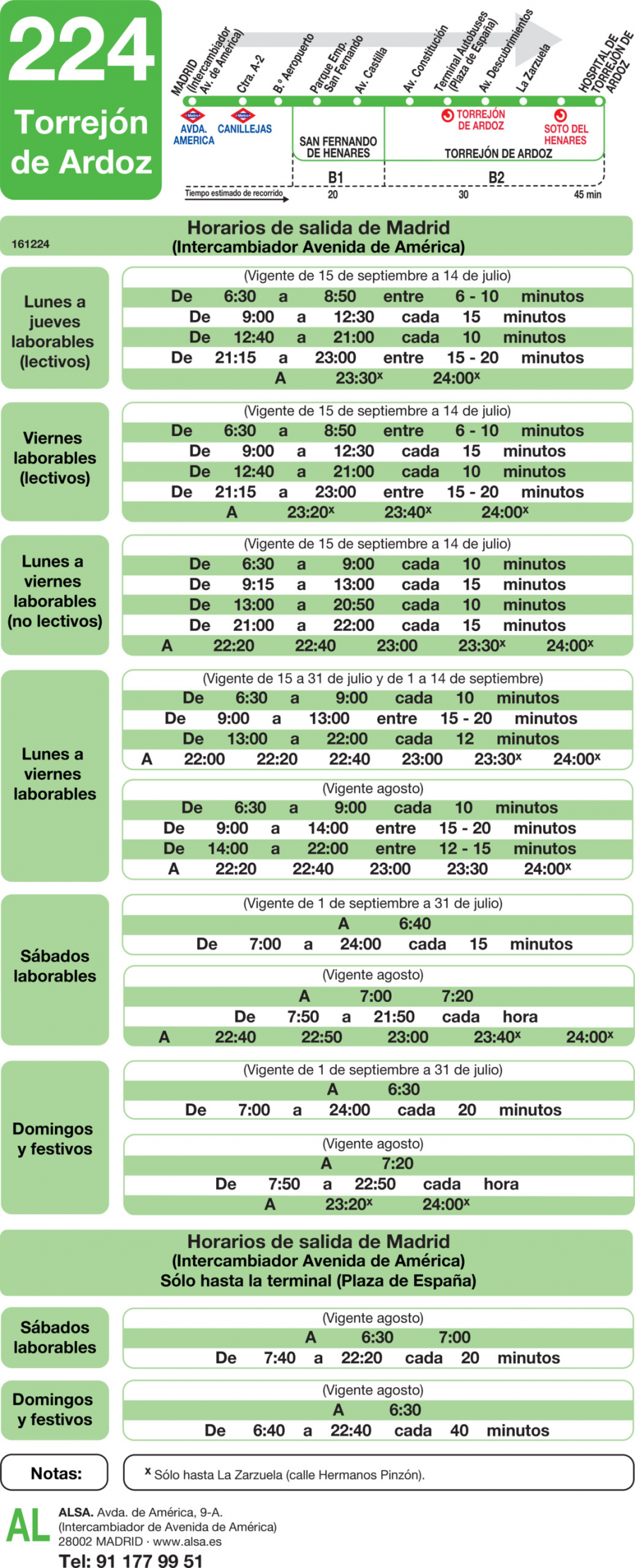 Horario de ida