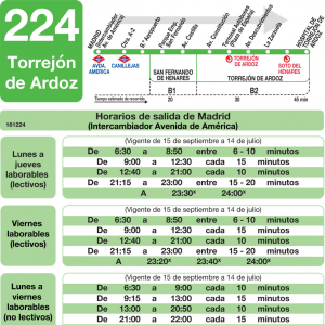 Horario de ida Línea 224 Autobuses Interurbanos