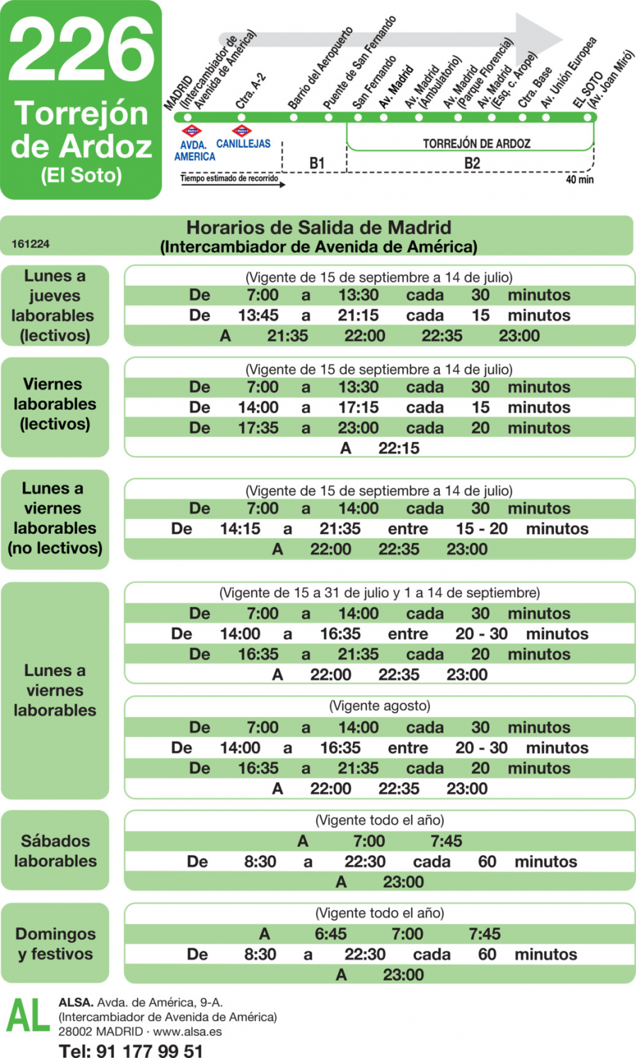 Horario de ida