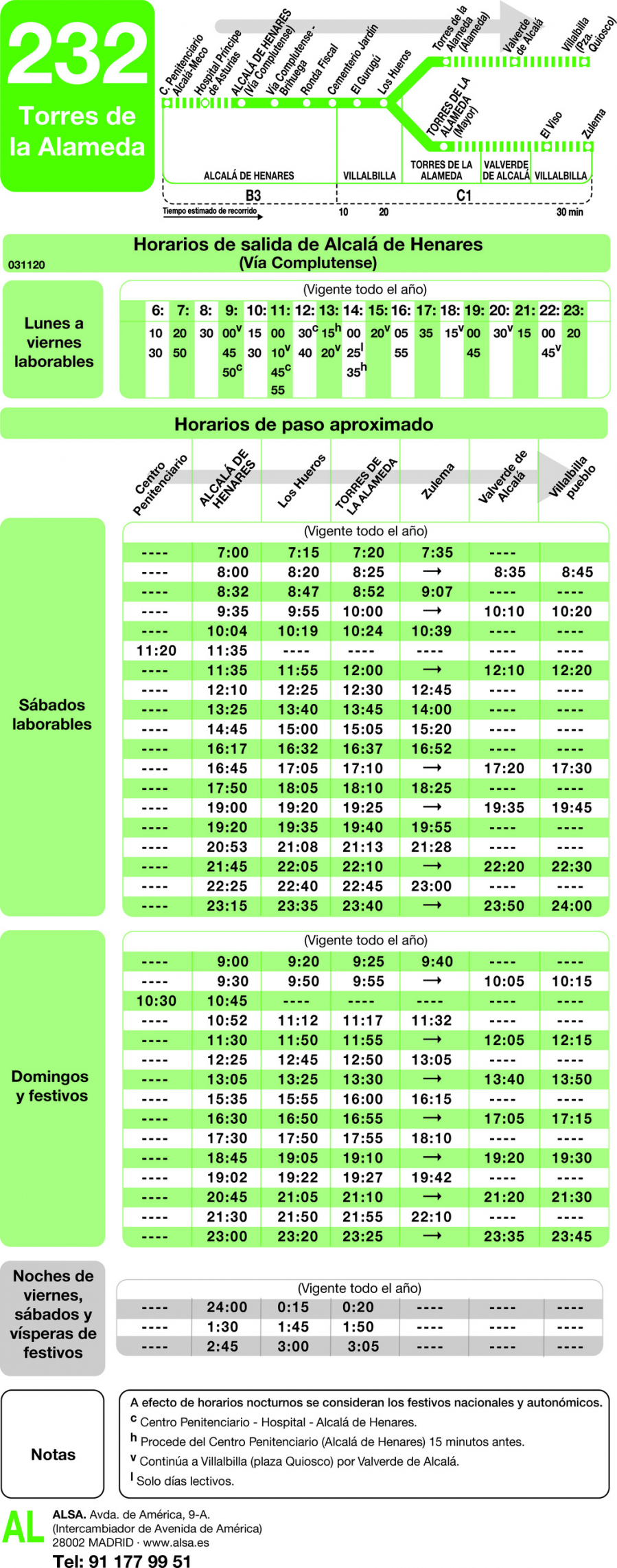 Horario de ida