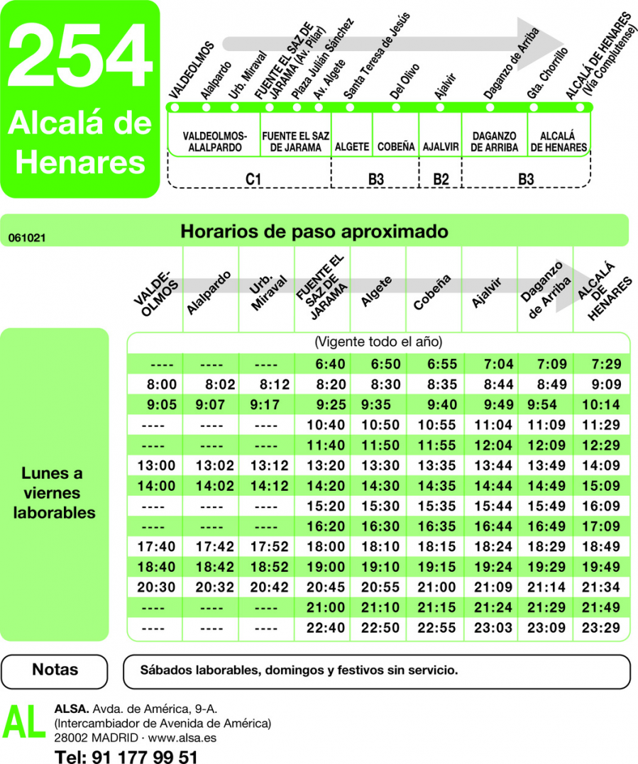 Horario de ida