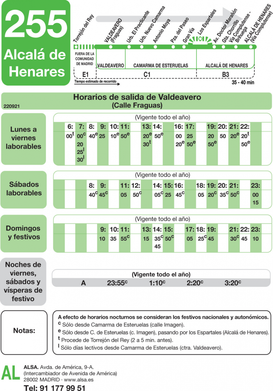 Horario de ida