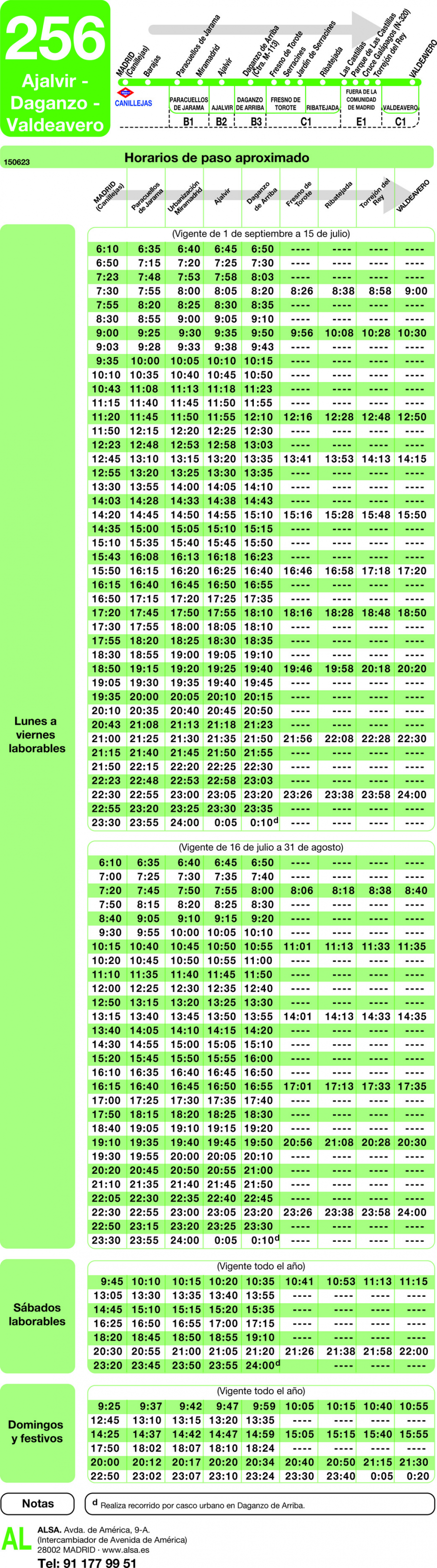 Horario de ida