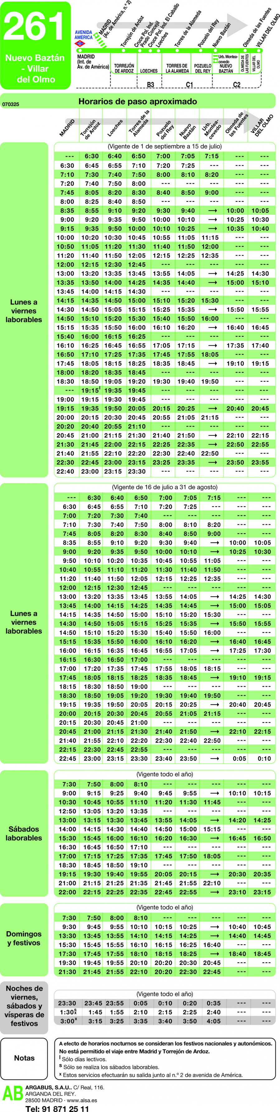 Horario de ida