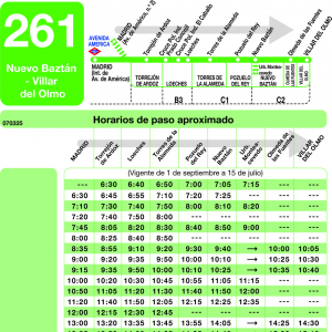 Horario de ida Línea 261 Autobuses Interurbanos