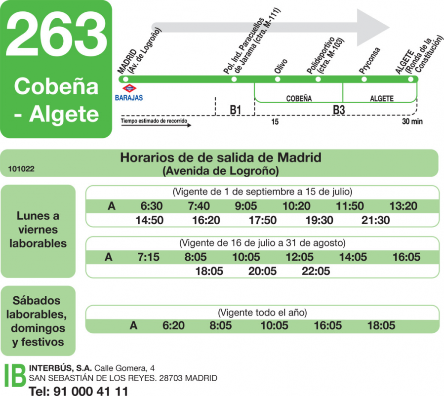 Horario de ida