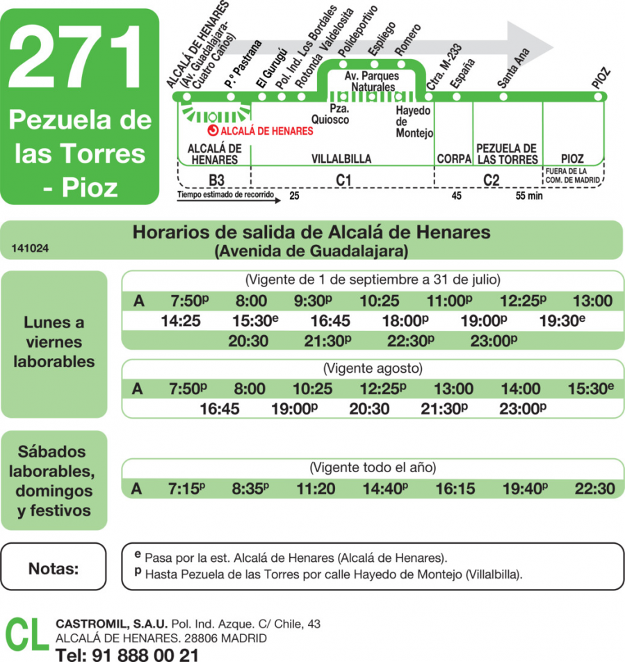 Horario de ida