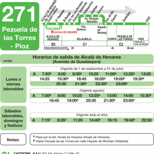 Horario de ida Línea 271 Autobuses Interurbanos