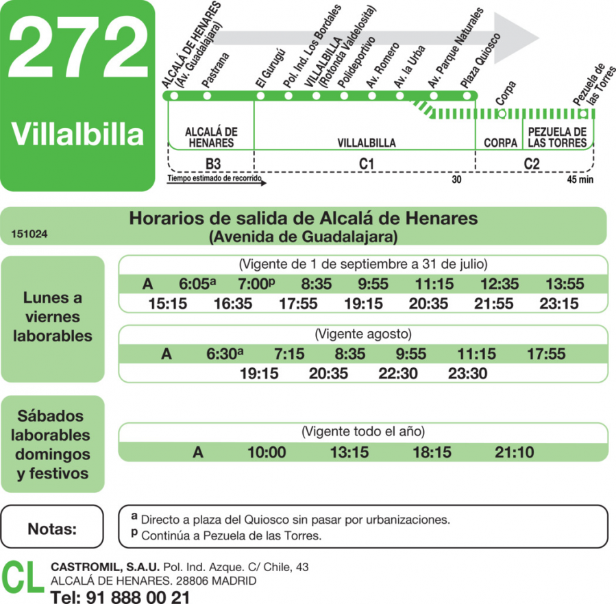 Horario de ida