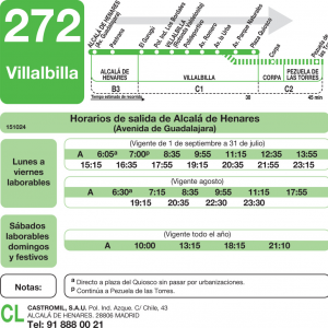 Horario de ida Línea 272 Autobuses Interurbanos