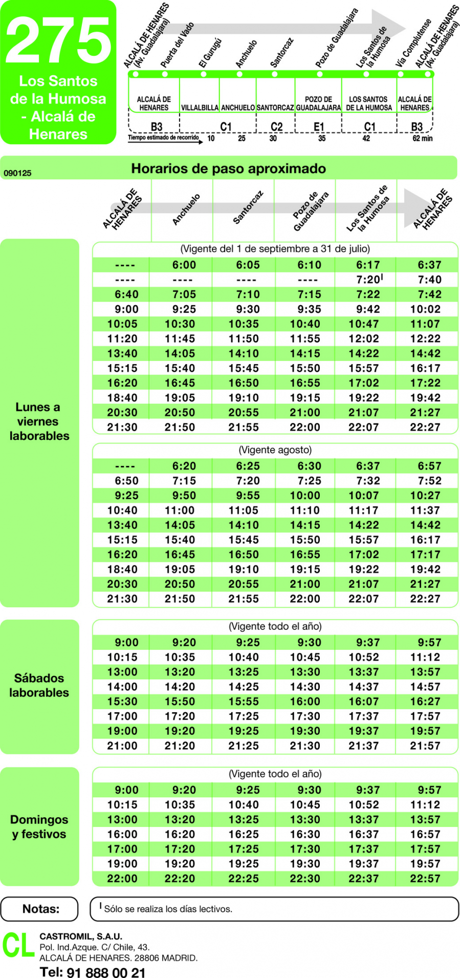 Horario de ida