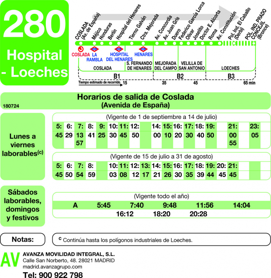 Horario de ida