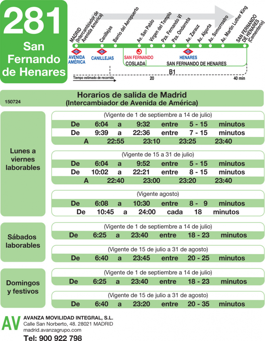 Horario de ida