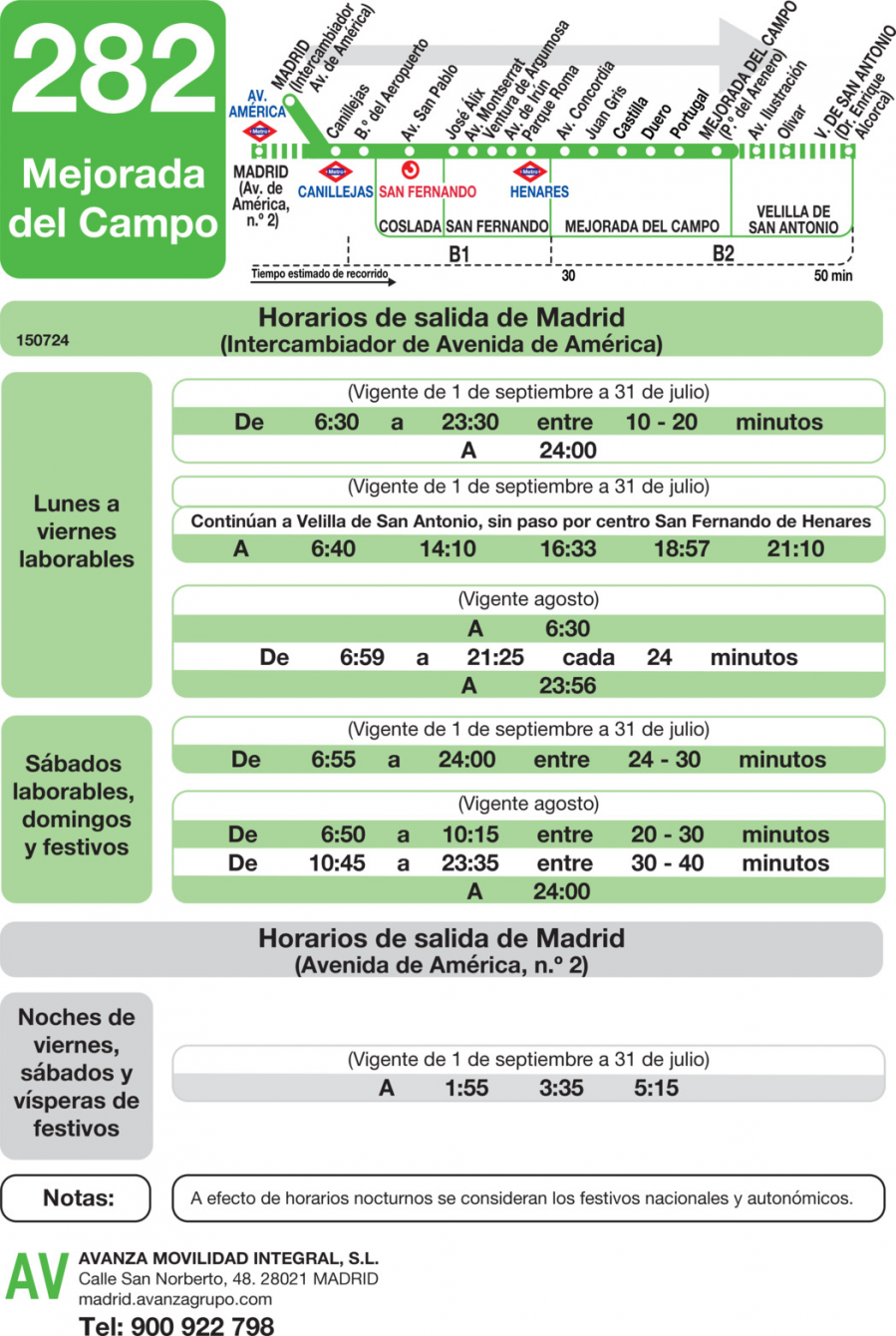 Horario de ida