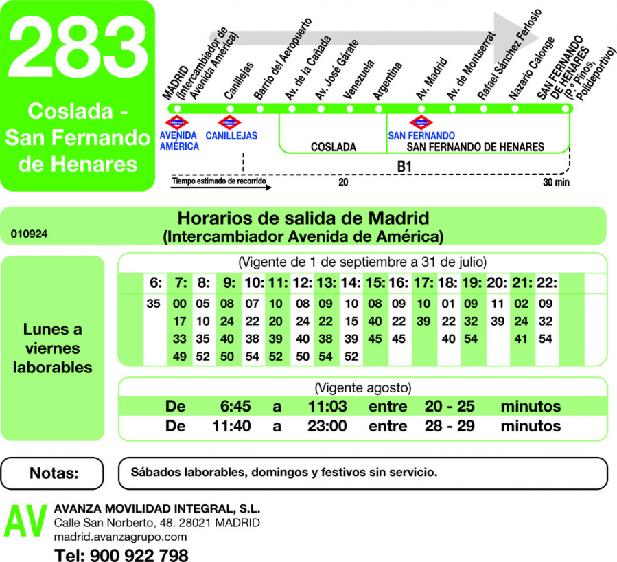 Horario de ida