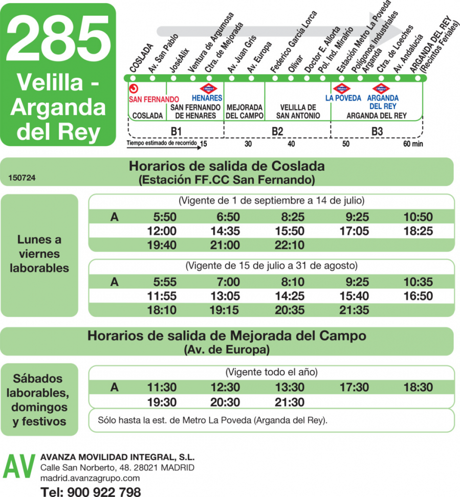 Horario de ida