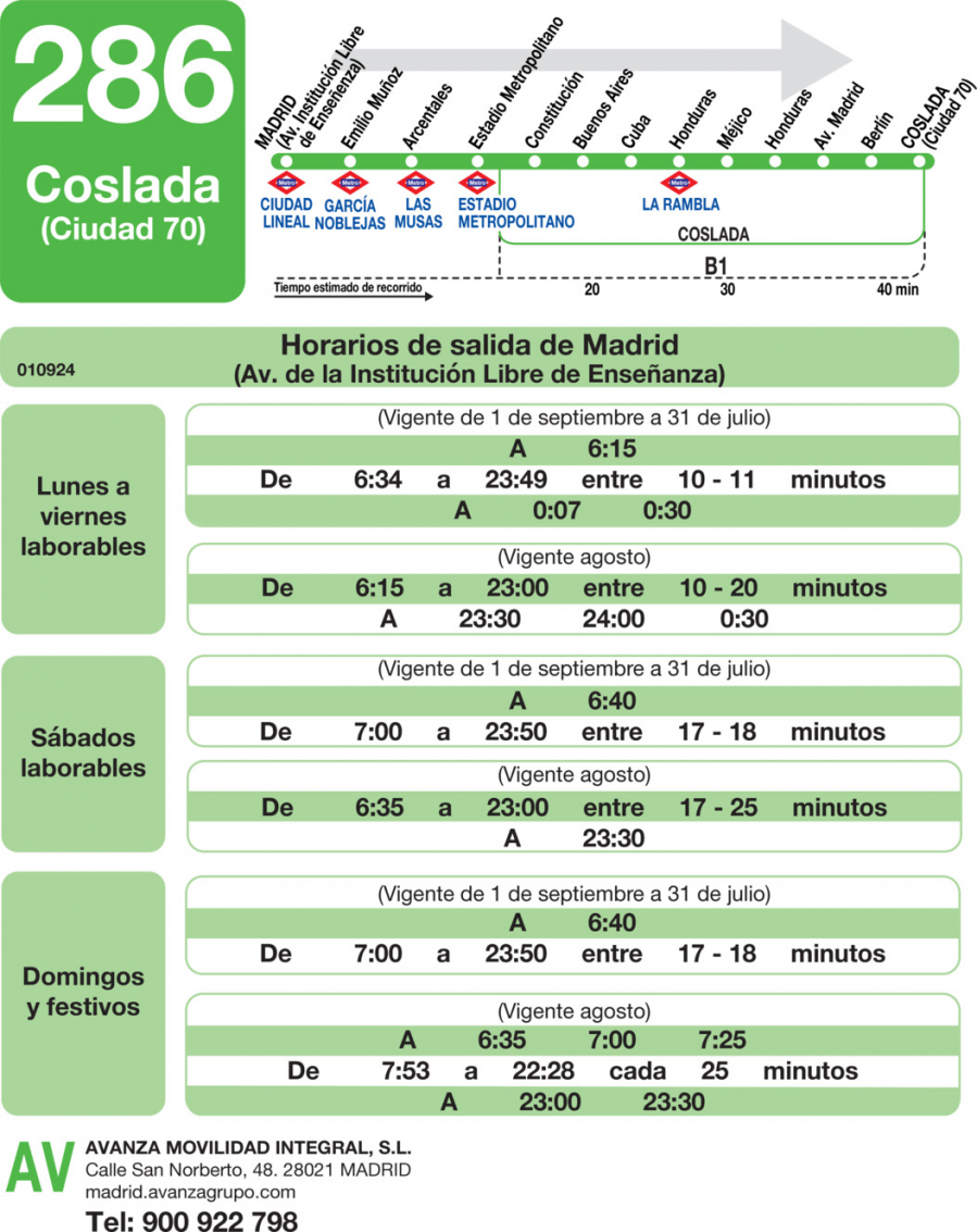 Horario de ida