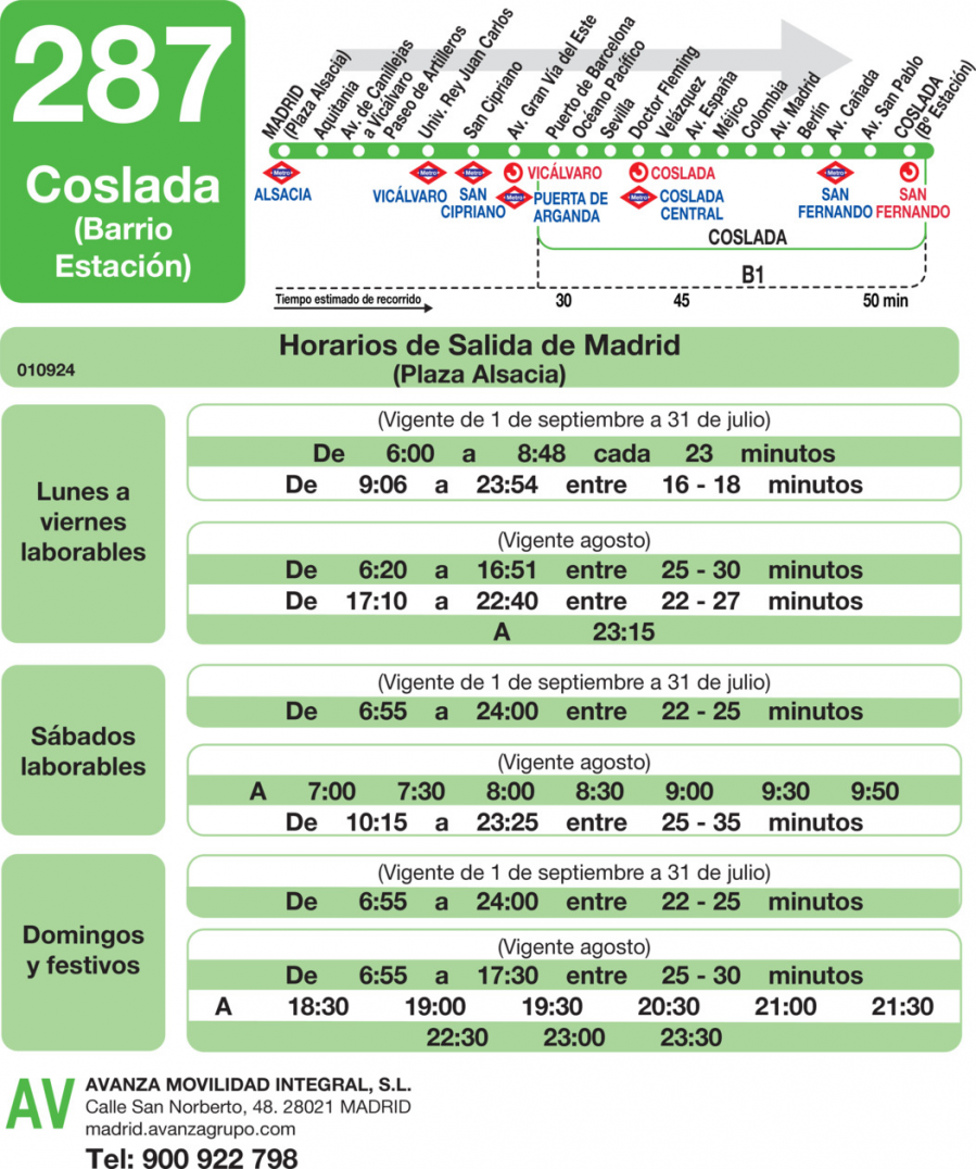 Horario de ida