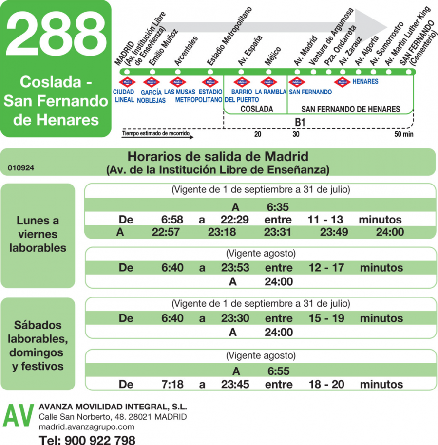 Horario de ida