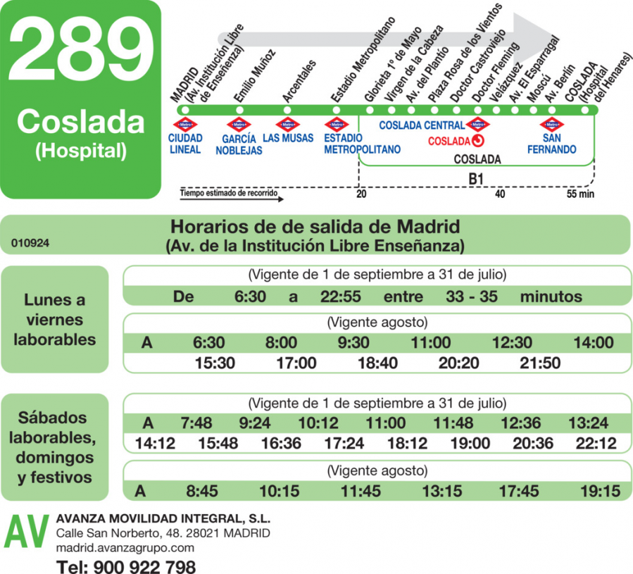 Horario de ida