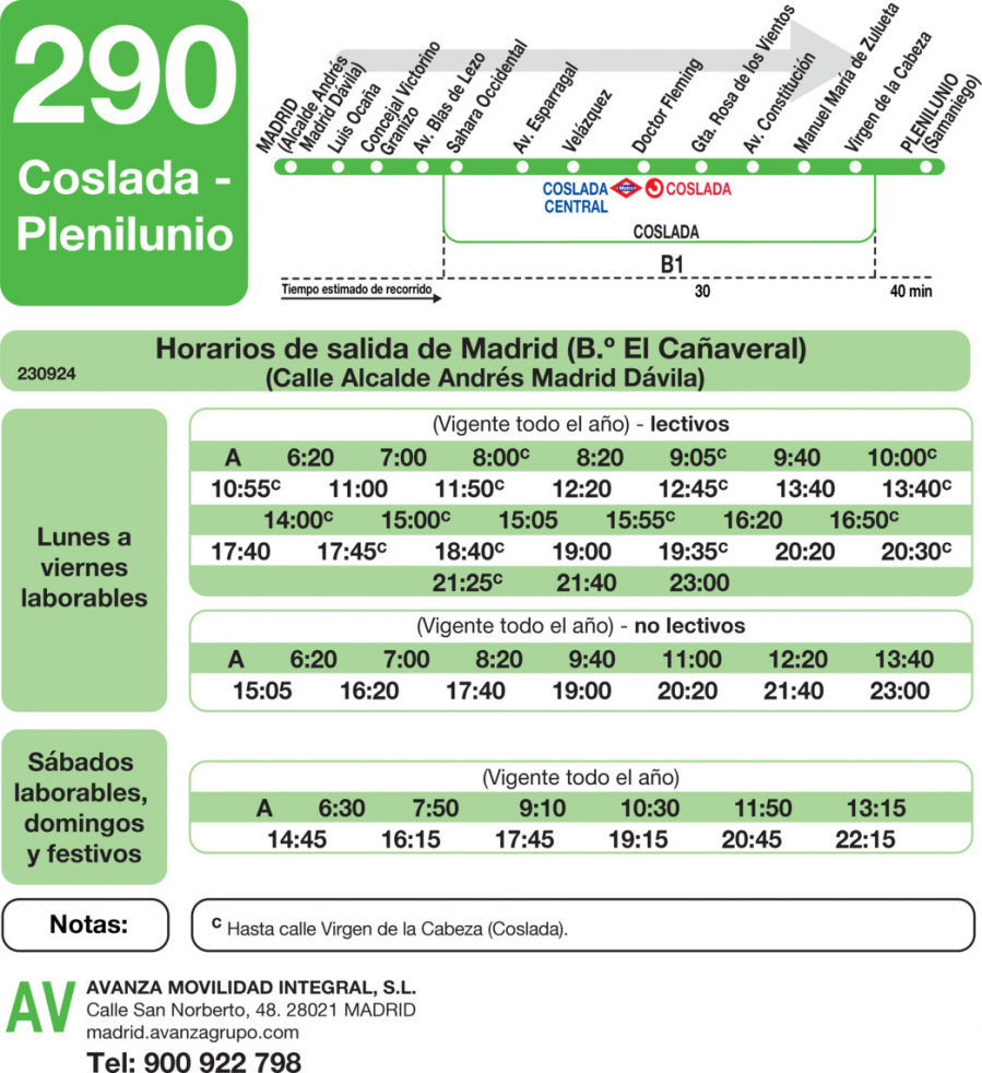 Horario de ida