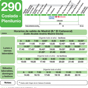 Horario de ida Línea 290 Autobuses Interurbanos