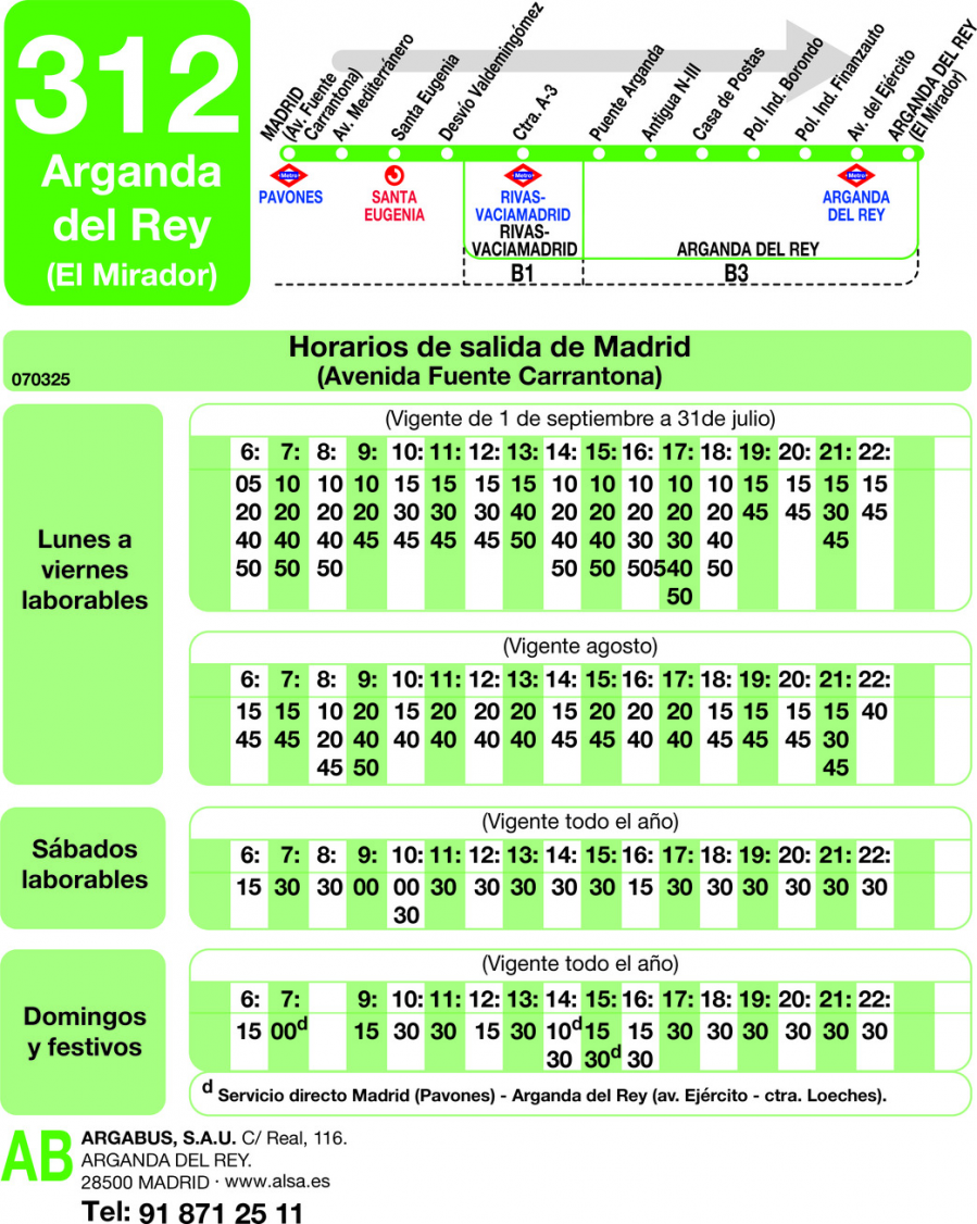 Horario de ida