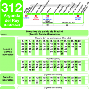 Horario de ida Línea 312 Autobuses Interurbanos