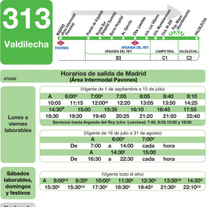 Horario de ida Línea 313 Autobuses Interurbanos