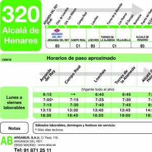 Horario de ida Línea 320 Autobuses Interurbanos