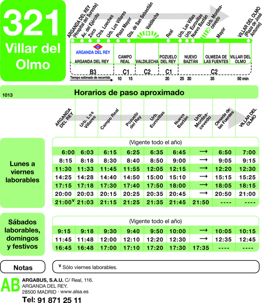 Horario de ida